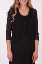 Clarity By Threadz Crop One Button Mesh Cardi Clarity By Threadz Crop One Button Mesh Cardi