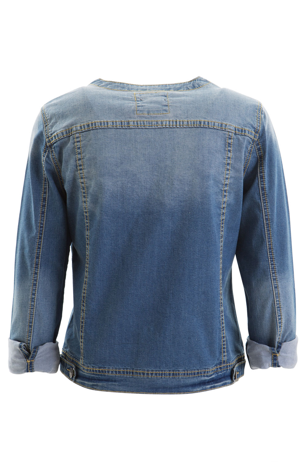 NEW Threadz Womens Jackets Collarless Denim Jacket