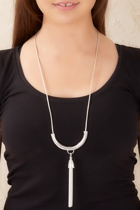Adorne Curved Bar Tassel Long Necklace