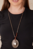 Adorne Navaho Stone Pendant Long Necklace